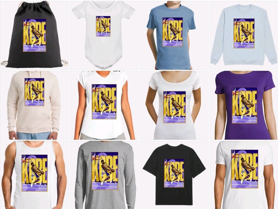 idolsbrandshop's tweet photo. Diseño de Kobe Bryant (la corona no va incluida) y como queda en diferentes prendas disponibles.
#kobe #nba #NBACrossover #NBAX #NBAAllStar2026 #lakers #lakeshow
Link👇 https://t.co/Q46VhduDkA