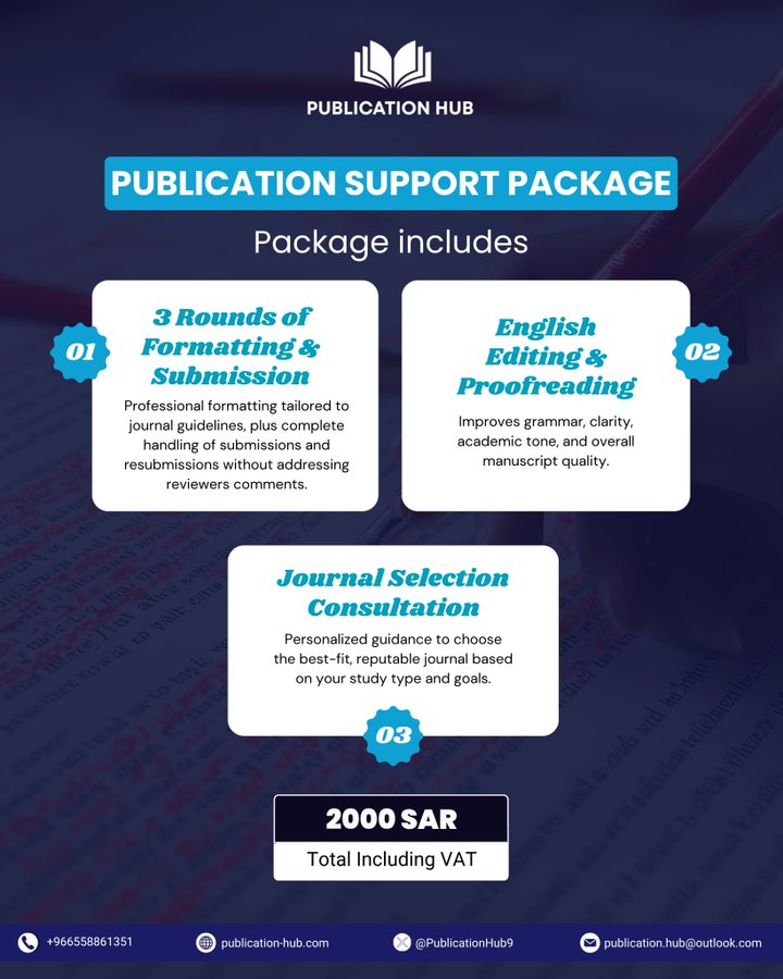 PublicationHub9's tweet photo. 🚀 ودك تنشر بحثك بدون صداع التنسيقات والمجلات واللغة؟
📚 باقة دعم النشر من Publication Hub بتريحك من كل هالجهد!

✅ ٣ جولات تنسيق وتقديم احترافي حسب متطلبات المجلة
✅ تدقيق لغوي احترافي يحسّن وضوح وجودة بحثك
✅ استشارة لاختيار أنسب مجلة لقبول مضمونك

كل هذا بـ 2000 ريال شامل الضريبة 💙
تقدر تقسم المبلغ على ٤ دفعات بدون فوائد عبر تمارا أو تابي 💸

📩 اطلبها الآن وخلك مطمّن إن بحثك بأيدٍ خبيرة 👇https://t.co/8cSHoGI0SR
