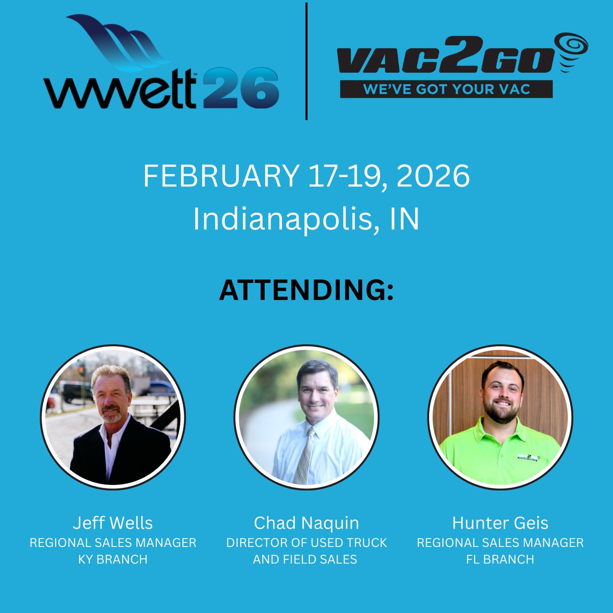 Vac2Go's tweet photo. We’re heading to the WWETT Show!
The Vac2Go team will be attending and connecting with the wastewater community,  we’d love to see you there.
Learn more about us at https://t.co/M5rwsKfrdf https://t.co/V9HszRk47C