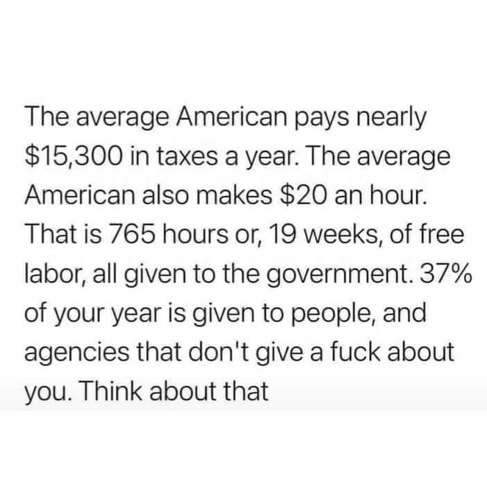 The obscene amount of stuff #taxes and #debt pay for that have nothing to do with you is offensive.  The cost to process these taxes is hardly worthwhile.  #theft #IRS #government #agenda #control #inflation #optout