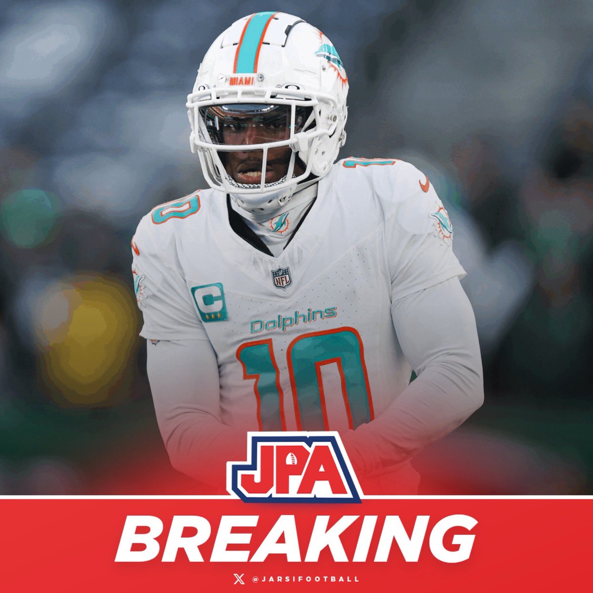 jasrifootball's tweet photo. 𝗕𝗥𝗘𝗔𝗞𝗜𝗡𝗚: The Dolphins are releasing wide receiver Tyreek Hill, per @AdamSchefter https://t.co/mrzOc85RnB