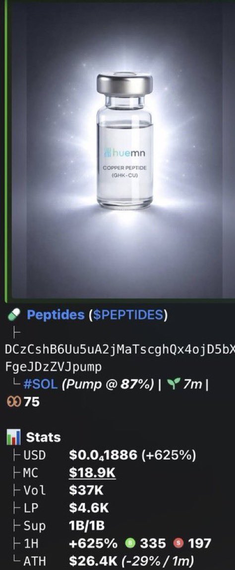 MarvelXCrypto's tweet photo. $peptides 🐸⚡ | $18.9k → $117k MC (≈6.19×)

Strong momentum — copy traders ate big 📈
Upside as positioning fills.

If you’re not inside my private TG, you are missing a lot.

Send a Dm 📥now to join our private Tg 💯🔥

#Solana #Memecoins #CryptoTrading https://t.co/A3tGkIEd5M