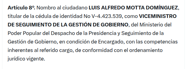 ¡Escándaloso! Siguen premiando a los corruptos: Delcy Rodríguez nombra a Luis Motta Domínguez (exministro de Electricidad, acusado por la DEA de corrupción y sobornos en Corpoelec) como Viceministro de Seguimiento de la Gestión de Gobierno. 

Motta Domínguez, el responsable de la