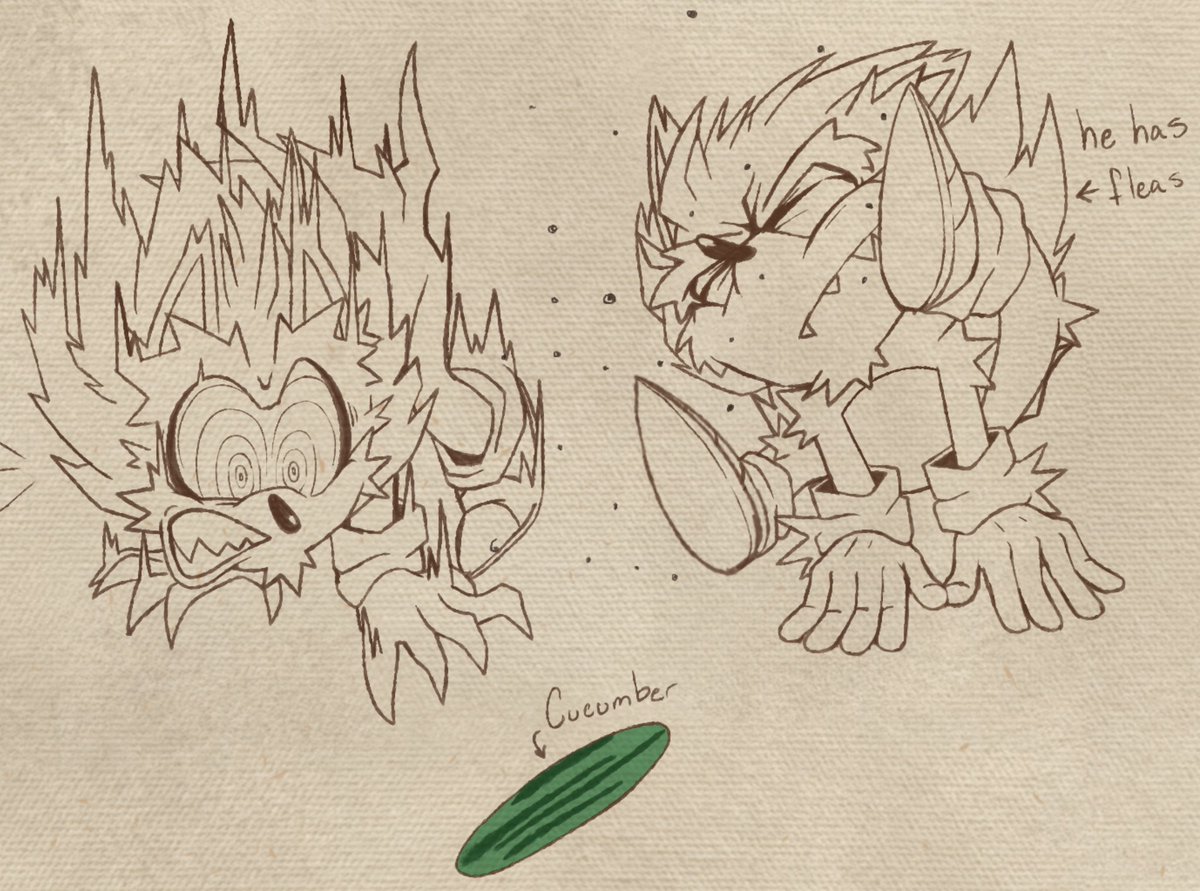 Here's a couple of silly doodles I did a while ago of Fleetway! My partner gave me the idea for the cucumber one 
#FleetwaySuperSonic