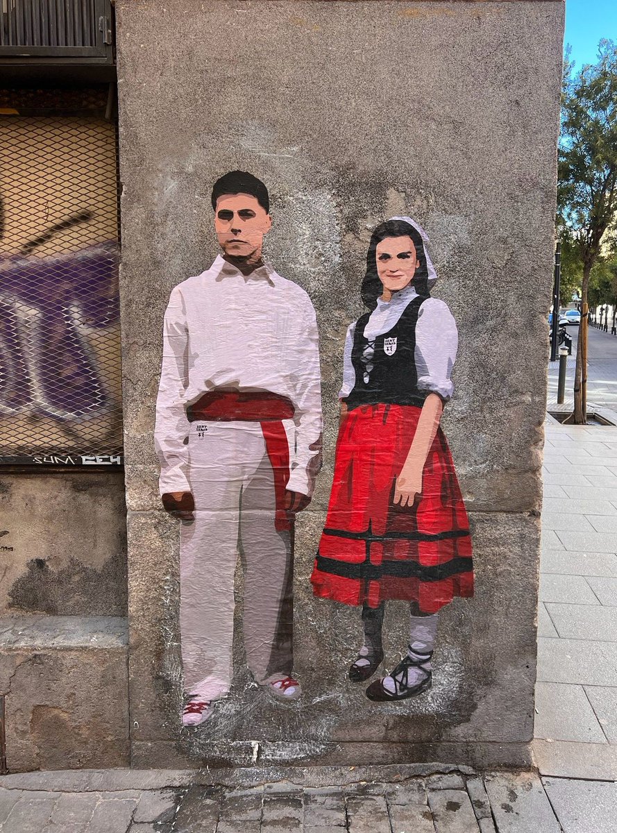 Pello Reparaz eta Amaia Romero dantzari gisa irudikatu ditu LKN artista nafarrak Madrilgo Chueca auzoko horma batean.