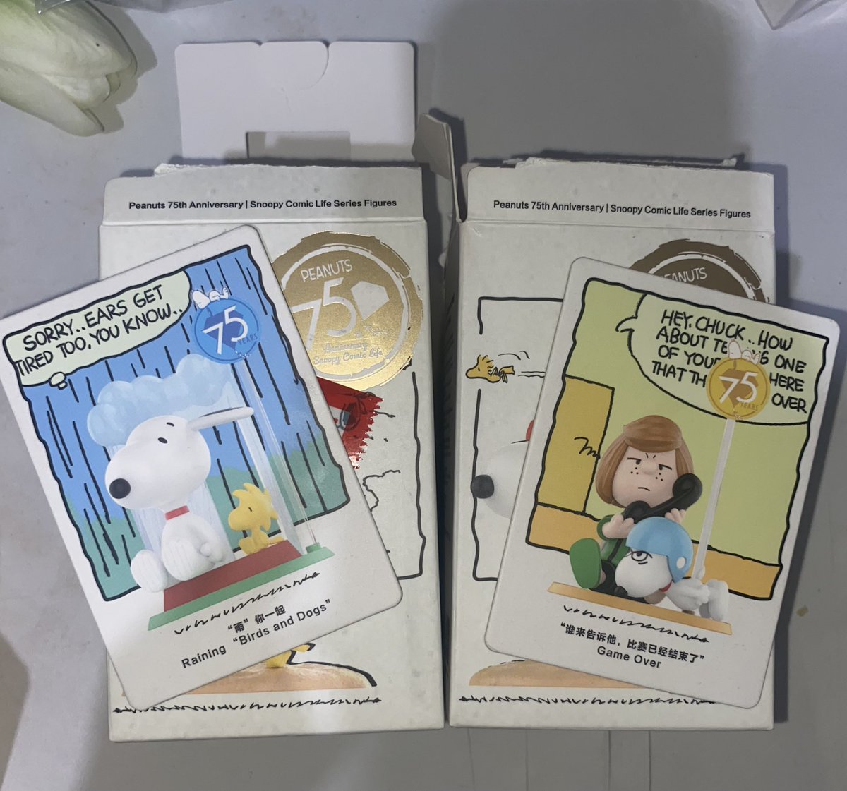 winaester's tweet photo. WTS | want to sell | help rt tysm 💟

wts popmart peanuts 75th anniversary snoopy (sealed foil) 

• raining “birds and dogs”
• game over

price: 150k/ea | dom surabaya 

co by shopee only 🍊| bisa keep event

wts wtb popmart snoopy linus woodstock surabaya official lucy https://t.co/nTkxodRLt0