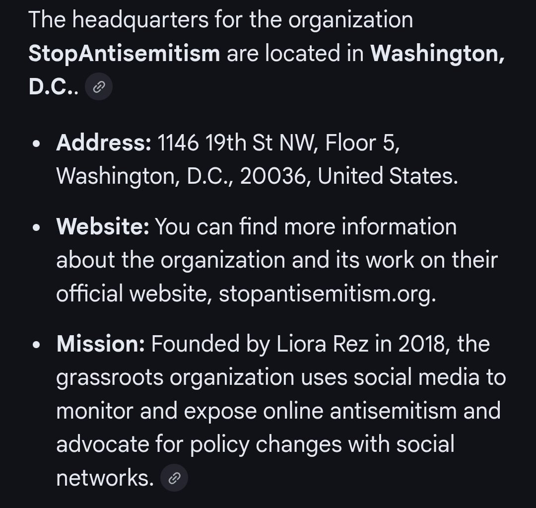 <a href="/redpillb0t/">redpillbot</a> Well since stop anti-Semitism is so up for posting people's information their publicly available information is listed and I think you should send letters to them indicating that you don't think they should be the arbiters of free speech. Exercising your rights to protest and