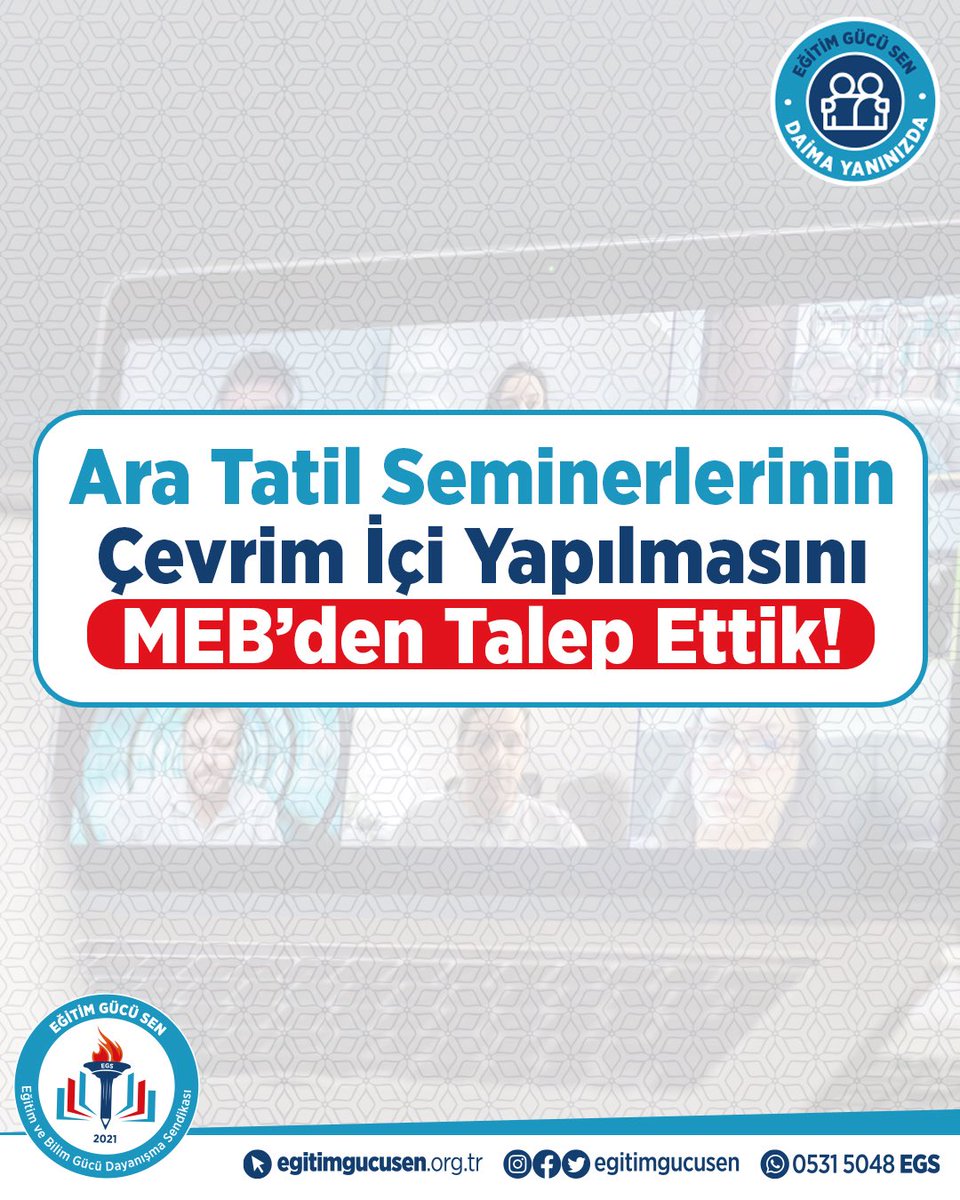 Ara tatil döneminde planlanan seminer çalışmalarının, Ramazan Bayramı’nın 16-20 Mart 2026 tarihleri arasına denk gelmesi nedeniyle yüz yüze yerine çevrim içi olarak gerçekleştirilmesini Millî Eğitim Bakanlığı’ndan talep ettik. Ailelerinden uzakta görev yapan öğretmenlerimizin