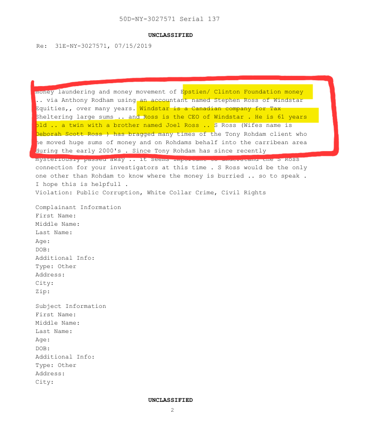 justspaceonline's tweet photo. @AreOhEssEyeEe "2019 report made to the FBI regards A CHILD TRAFFICKING RING OPERATING AS A DAY CARE IN THORNHILL ONTARIO CANADA INVOLVING JEFFERY EPSTEIN
states EPSTEIN WAS SEEN THERE IN 2018"
OY VEY HOGTOWN 😬 @MelissaLantsman
#windstar #clintonfoundation #ross #rico
https://t.co/3W6biqcLIN https://t.co/v4FAR98CV5