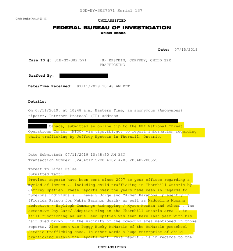 justspaceonline's tweet photo. @AreOhEssEyeEe "2019 report made to the FBI regards A CHILD TRAFFICKING RING OPERATING AS A DAY CARE IN THORNHILL ONTARIO CANADA INVOLVING JEFFERY EPSTEIN
states EPSTEIN WAS SEEN THERE IN 2018"
OY VEY HOGTOWN 😬 @MelissaLantsman
#windstar #clintonfoundation #ross #rico
https://t.co/3W6biqcLIN https://t.co/v4FAR98CV5
