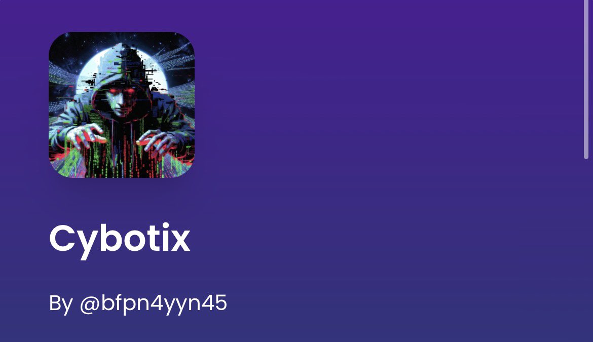 0xJazzFB_nft's tweet image. - “Cybotix” Collection is available! 
Join #Mintable 

🏆Click the link, don’t miss out.🏆
👉 marketplace.mintable.com/collections/cy… 

#NFTs #NFTCollections 
#NFTCommunity 🔥 👀 #FOMO