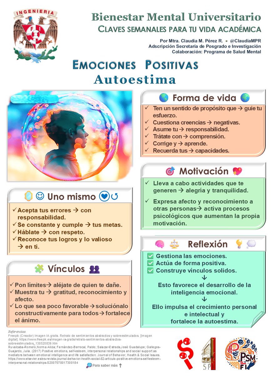 Bienestar mental universitario
Claves semanales para tu vida académica.
Consulta esta información, que puede ayudarte a tener un estilo de vida más saludable 🙂
❤️🫂🧠💡📝
#SaludMentalFI 
<a href="/FI_SPeI/">Actividades Académicas</a>