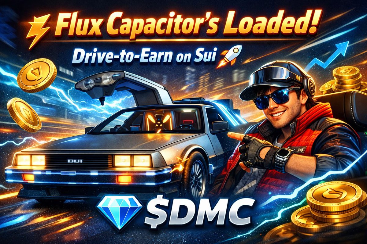 ⚡ Flux capacitor’s loaded!
This ain’t a meme — we’re going Back to the Future… on-chain 🚀
• Real DeLorean vibes
• Tokenized rides
• Alpha5 reservations
• Drive-to-earn on Sui 😎

💎 $DMC