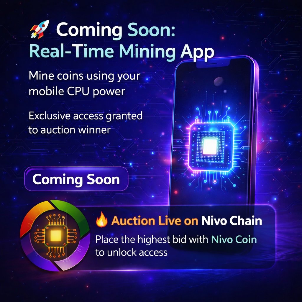 🚀 Our new real-time mining application is launching soon!

With this app, users can mine coins directly using their mobile phone’s CPU power. Every user will have the opportunity to participate in real-time mining straight from their device.

Access to the app will be secured