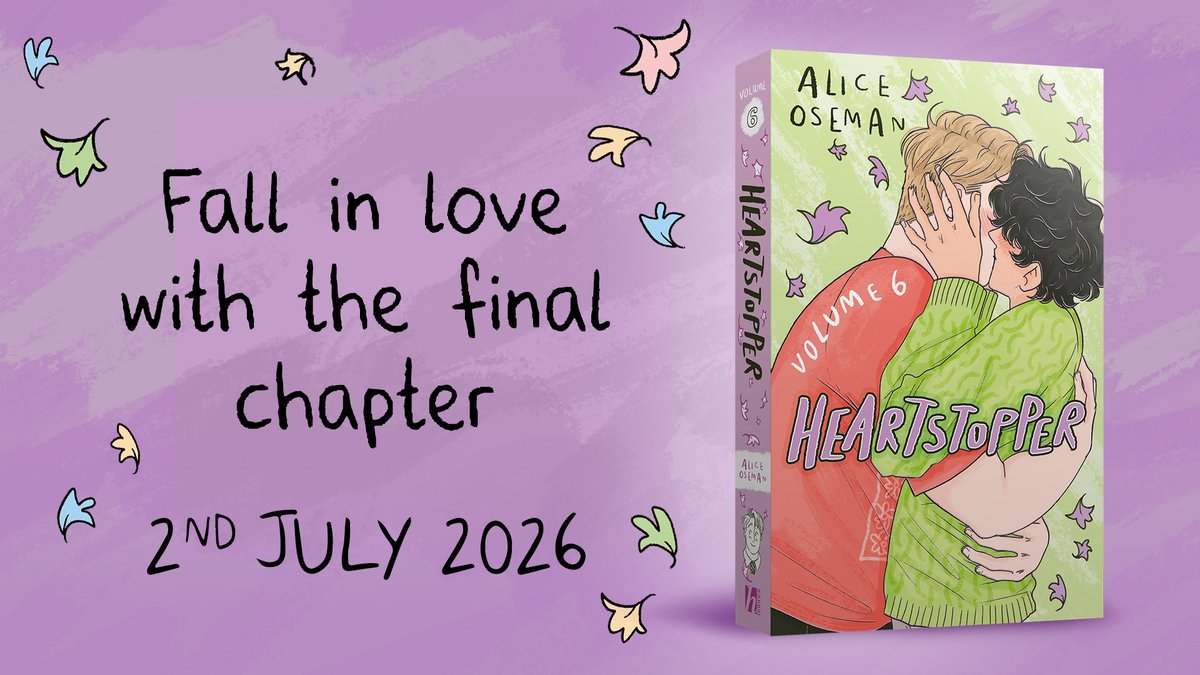 WE HAVE A COVER!!! 😱

Charlie is busy trying to become head boy and Nick is preparing to leave for uni in the hugely anticipated final instalment of Alice Oseman's bestselling series. Pre-order HEARTSTOPPER VOL. 6 here: waterstones.com/book/heartstop… 💕