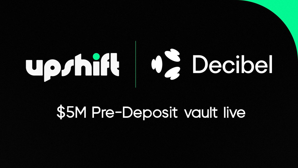 upshift_fi's tweet image. The vaultification of DeFi continues.

Upshift is powering the @DecibelTrade pre-deposit vault on Aptos, already attracting $5M in initial deposits. $preDLP is the vault receipt token and USDC deposits earn 20% fixed APY.

Stay tuned for future deposit cap raises.