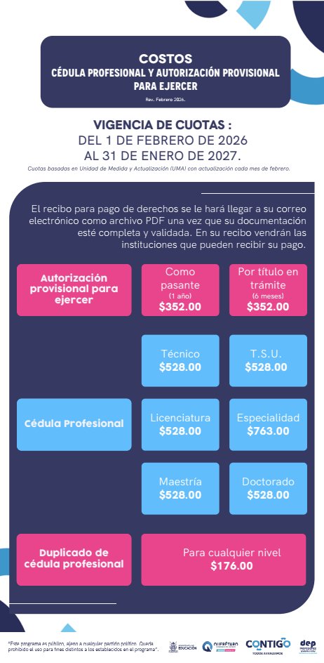 🎓¡𝐓𝐫𝐚𝐦𝐢𝐭𝐚 𝐭𝐮 𝐂𝐄́𝐃𝐔𝐋𝐀 𝐏𝐑𝐎𝐅𝐄𝐒𝐈𝐎𝐍𝐀𝐋 𝐃𝐄𝐋 𝐄𝐒𝐓𝐀𝐃𝐎 𝐃𝐄 𝐐𝐔𝐄𝐑𝐄́𝐓𝐀𝐑𝐎!   
¿Terminaste tu carrera? ¡Da el siguiente paso profesional!🏅
<a href="/educacionqro/">educacionqueretaro</a> 
✅Checa los REQUISITOS para obtener tu Cédula Estatal: