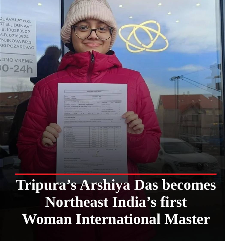 Tripura Arshiya Das has achieved a remarkable milestone in the chess world. 

By completing the WIM norms, she has made the Northeast proud. 👏🏅 

#ArshiyaDas #NorthEastChess #WomenInChess #PrideOfTripura