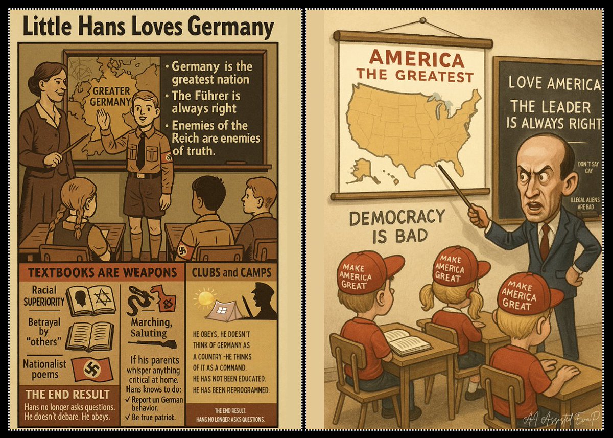 <a href="/highbrow_nobrow/">The Intellectualist</a> <a href="/atrupar/">Aaron Rupar</a> Smearing opponents as 'communists' is straight out of the fascist playbook.
In other words, #Miller is steering schools toward that same ideology.🧐