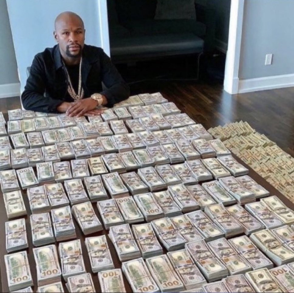 fliff's tweet image. Floyd and Mike after the fight