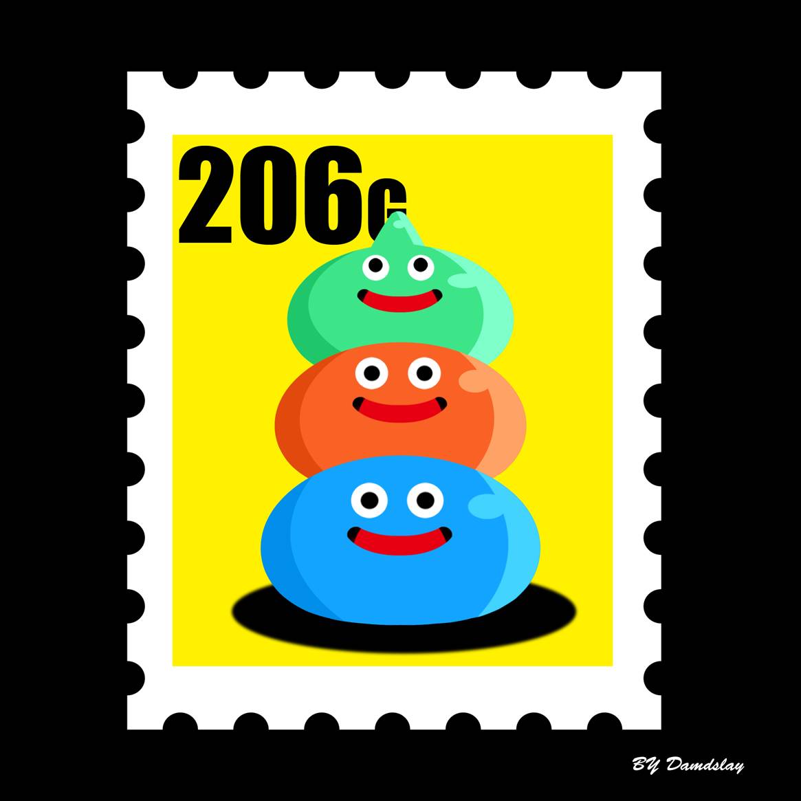 ドラクエモンスター切手風。

竜王とスライムタワー。