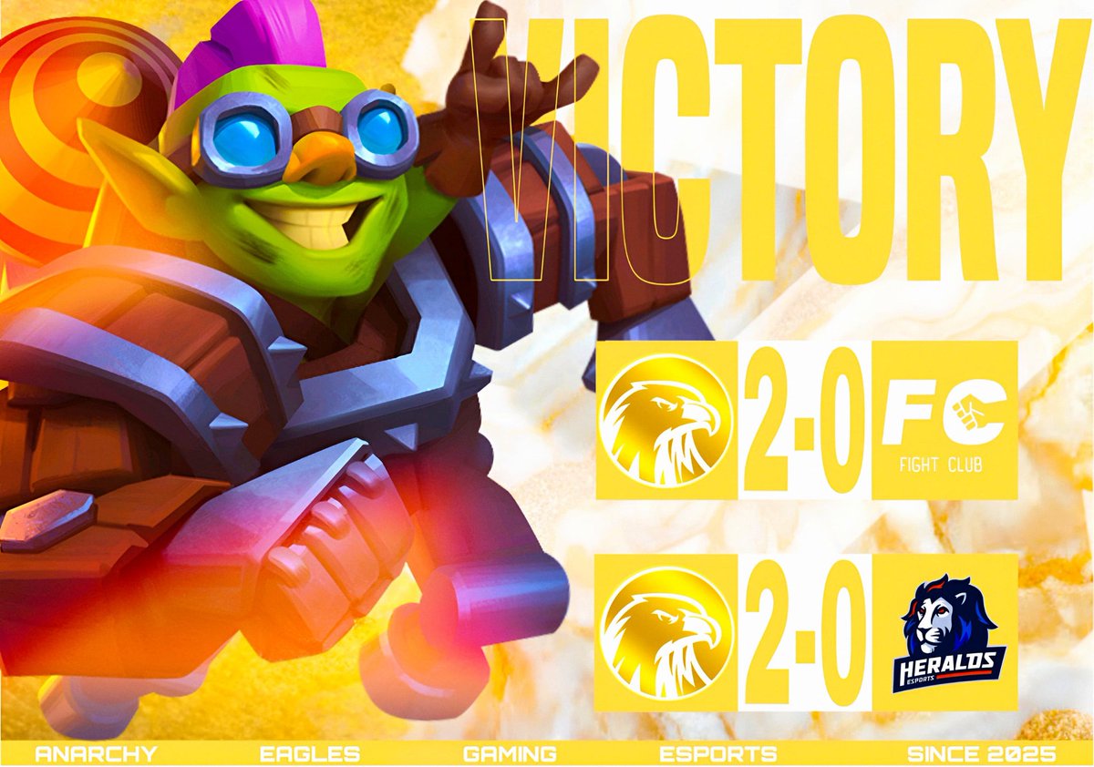 #ClashRoyale • #Resultados 📊

¡Otro día perfecto! 😙

🆚️ • <a href="/Fight_Club_CR/">Fight Club</a> 
🏆 • <a href="/PrimeraClashLg/">PrimeraClashLeague</a> 
📊 • 2-0 ✅️
⭐ • <a href="/MarcoJr_Cr/">Marco</a> + <a href="/TrainerMonzon/">Trainer Monzón</a> 🐐

🆚️ • <a href="/HeraldsTM/">Heralds eSports</a> 
🏆 • <a href="/infernoleagueX1/">Inferno League</a> 
📊 • 2-0 ✅️
⭐ • <a href="/GRXMOONKUN/">MOON</a> ✌🏻

#WeAreAEG #AlwaysAEG 🦅