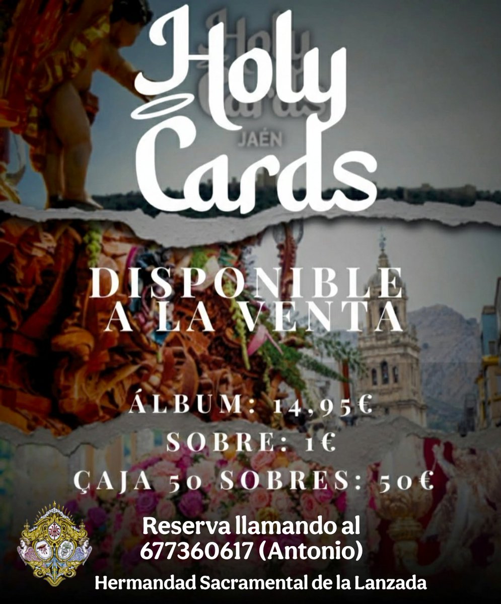 🔴 Holycards 🔴

Reserva ya tu Álbum y sobres en nuestra Hermandad, completa tu álbum.

📞 677360717 (Antonio)