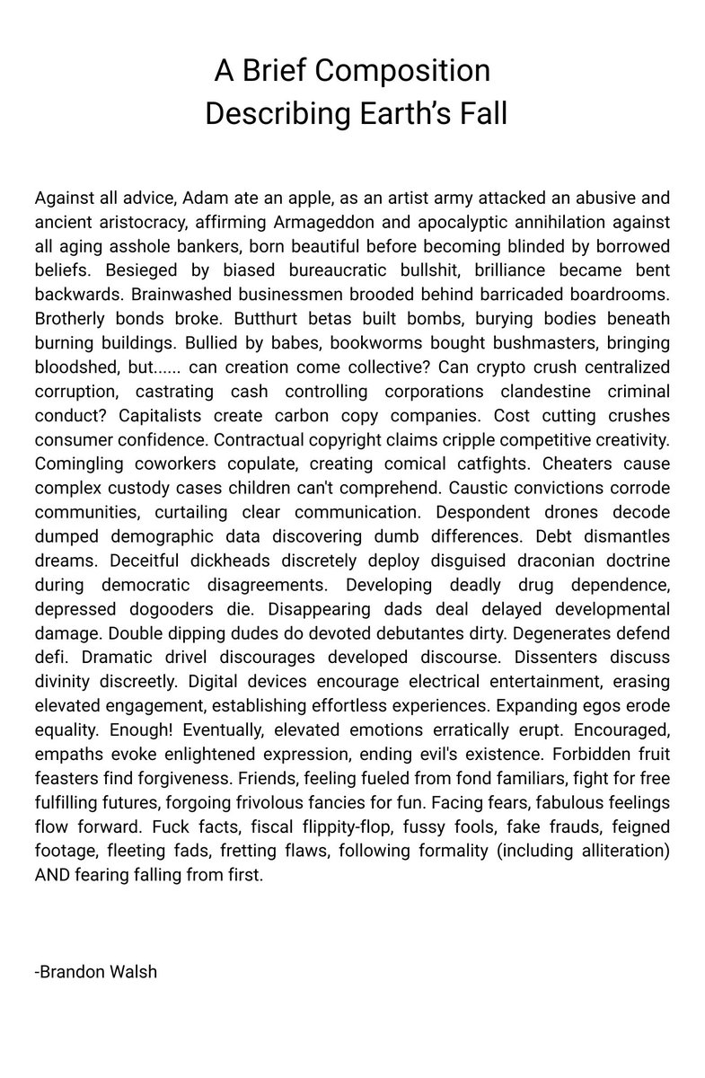 God forbid a broke, homeless MALE comes around and beats you at your craft. God forbid he disrupts the rigged competition you judged and makes a fool out of you and the three other larpers on the panel. God forbid a MALE makes more profound and meaningful poetry than you.

Woman?