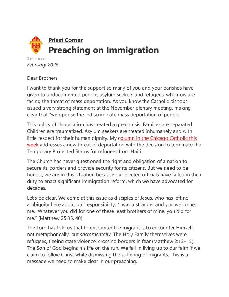 RichRaho's tweet photo. Letter of Cardinal Cupich to Archdiocesan priests: “We fail in living up to our faith if we claim to follow Christ, while dismissing the suffering of migrants.” https://t.co/HMxprYKcJN