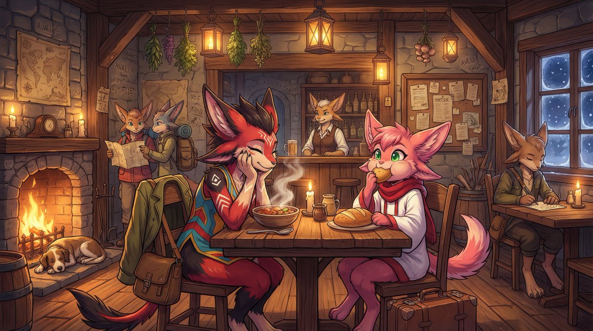 A Warm Bowl and a Cozy Sprawl at the Avali Tavern Hall"