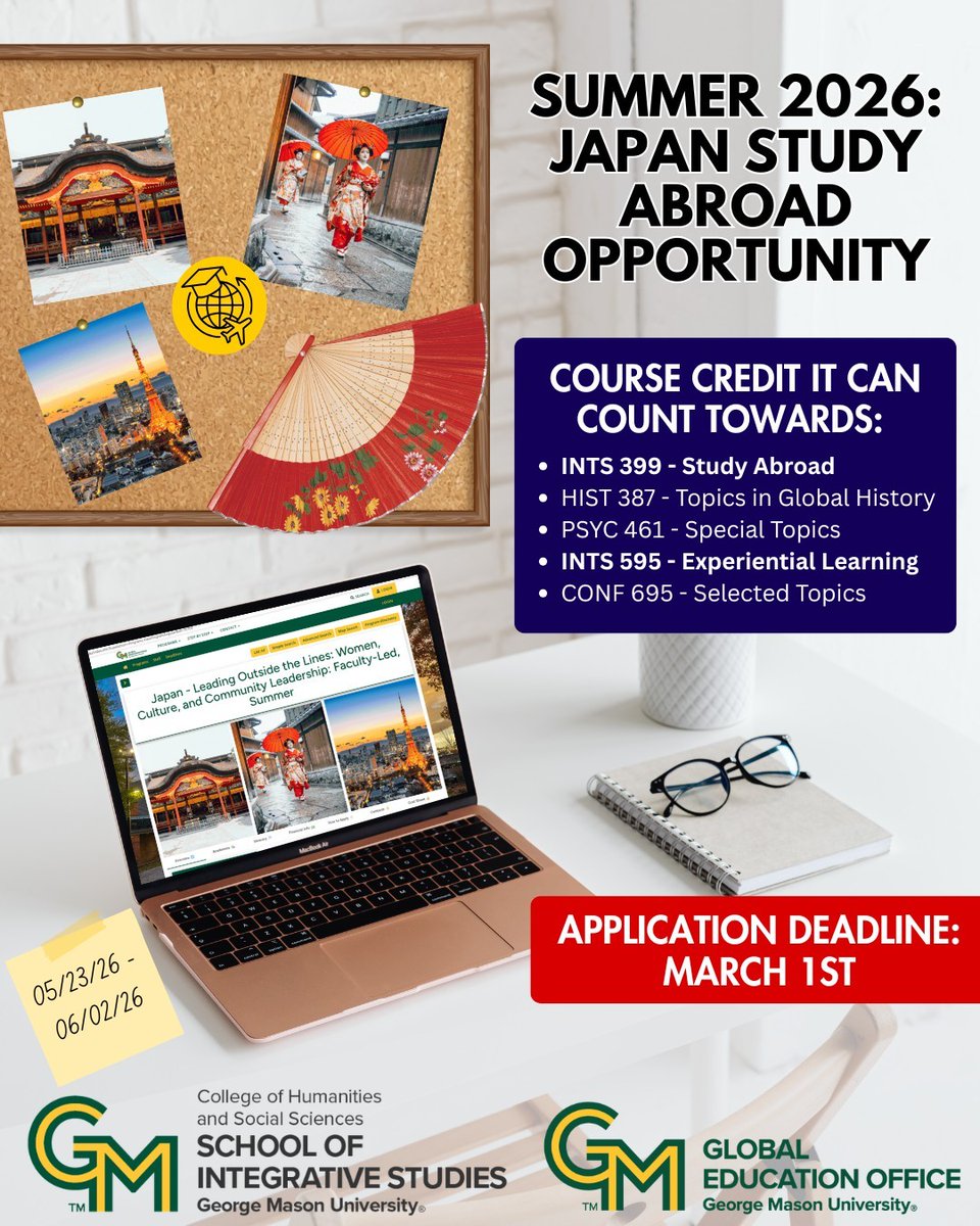 Check out this Study Abroad Opportunity to Japan! Applications are due on MARCH 1st masonabroad.gmu.edu/index.cfm?Fuse…
