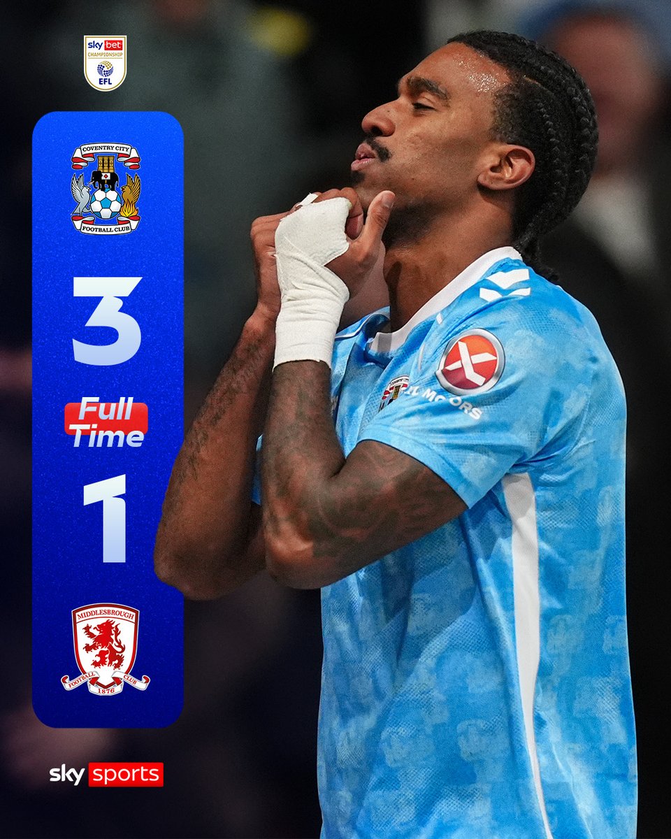 SkyFootball's tweet image. Haji Wright bags a hat-trick to send Coventry back to the top of the Championship! 📈
