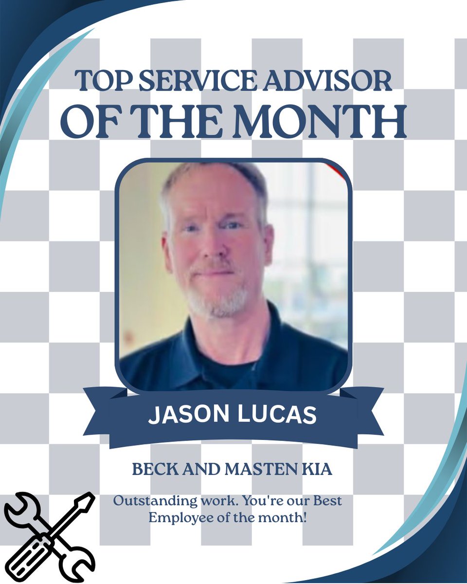 Congrats to Beck &amp; Masten Kia’s Top Service Advisor for January 2026, Jason ! Your dedication keeps our service drive strong. We appreciate your hard work and leadership! 👏🚗 #EmployeeOfTheMonth #ServiceAdvisor #Kia #Houston #AutoService #BeckAndMastenKia