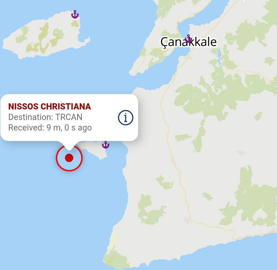Çanakkale Boğazı'nda olan bir petrol tankeri gemisi ile karşı karşıyayız: NISSOS CHRISTIANA.

Hep birlikte yarın değil, bugün acilen sesimizi yükseltmemiz gereken bir konu olarak aciliyetle önümüzde duruyor.

Ceyhan'dan petrolü yükleyip Haifa'da boşalttı ve şimdi Çanakkale