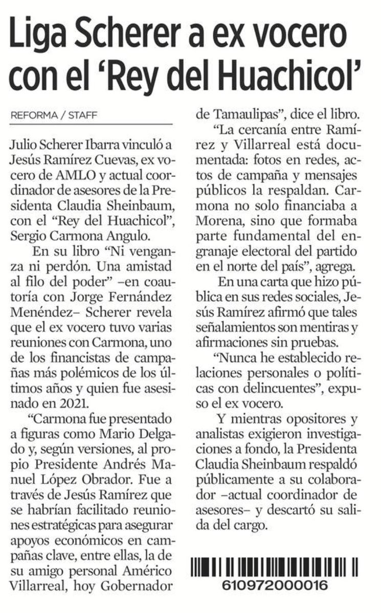 Qué el espectáculo circense de Marx Arriaga y Salma Hayek no nos distraigan de que el bañagatos <a href="/JesusRCuevas/">Jesús Ramírez Cuevas</a> se robó $27 mil millones de pesos del erario y se reunía con el Rey del Huachicol para captar dinero sucio destinado a las campañas de MORENA.

Semejantes trapacerías son