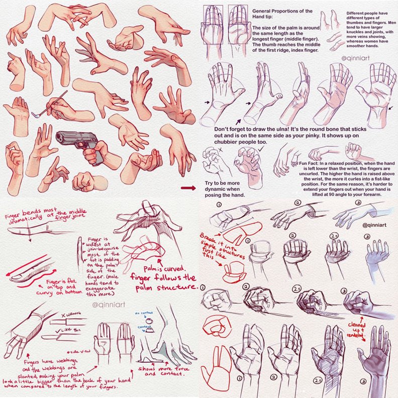 Our 1st feature artist/tutorial for today is an awesome set of HAND REFS and DRAWING TIPS which were created a while back by @qinniart. Lots of GREAT approaches here! #gamedev #animation #characterdesign #drawing #comicart #tutorial #hands #anatomy #anime #manga #ILLUSTRATION