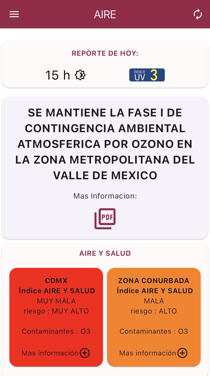 El reporte de las 16 horas.