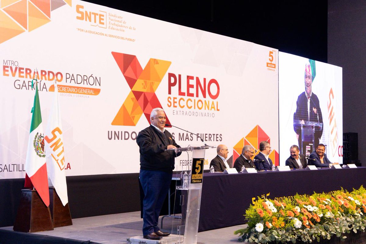 RamirezMiguel64's tweet photo. El Srio. Gral. del #SNTE, Mtro. Alfonso Cepeda Salas, estuvo en Arteaga, Coahuila, para participar en el X Pleno Extraordinario de la #Sección5, dirigida por el Prof. Everardo Padrón García. Destacó que la unidad de los trabajadores de la educación es la fortaleza del #Sindicato. https://t.co/fLBE1fQTxy