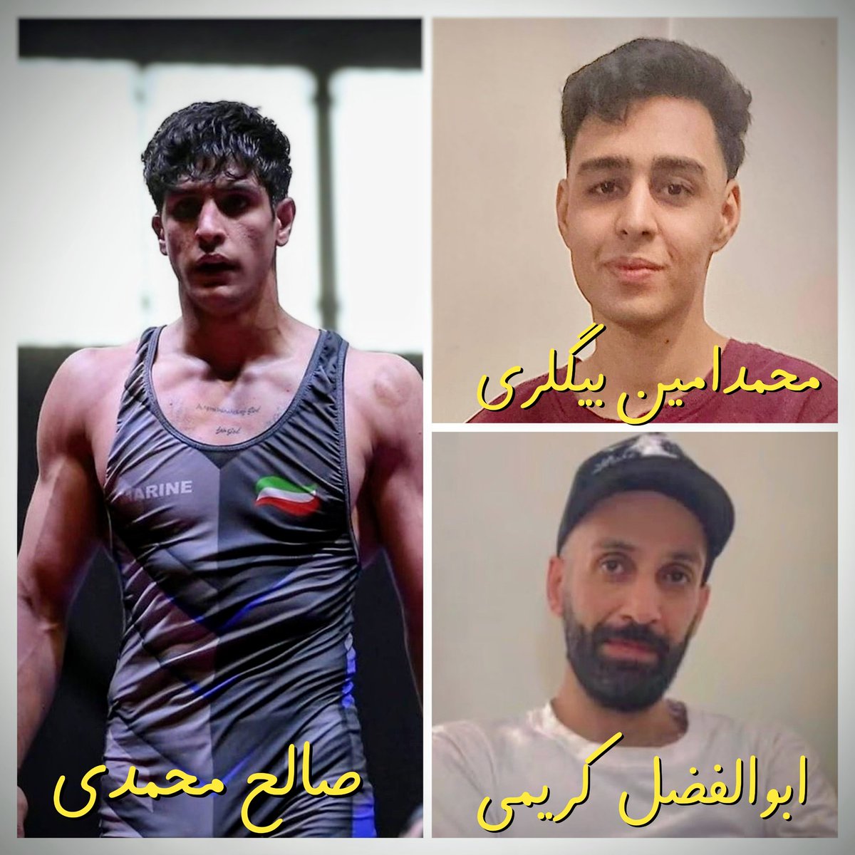 FZomorodif35743's tweet photo. "سه تن از بازداشتیهای اخیر که به اعدام محکوم اند"
ابوالفضل کریمی، ۳۵ساله، تهران (به همراه ۱۳ نفر دیگر که نامشان را نمیدانیم)
محمدامین بیگلری، ۱۹ساله، تهران
صالح محمدی، ۱۹ساله، قُم
#ابوالفضل_کریمی
#محمدامین_بیگلری
#صالح_محمدى
Iran: Images of those recently sentenced to execution https://t.co/oYKe0QAsmq