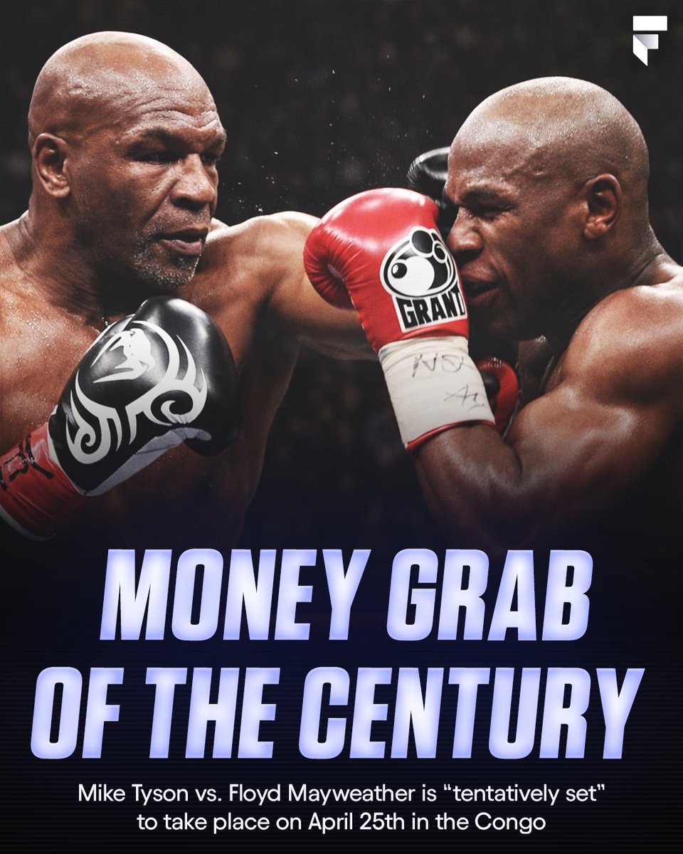 fliff's tweet image. Floyd Mayweather and Mike Tyson are reportedly set to fight on April 25, 2026.

48 years old vs 59 years old 💀