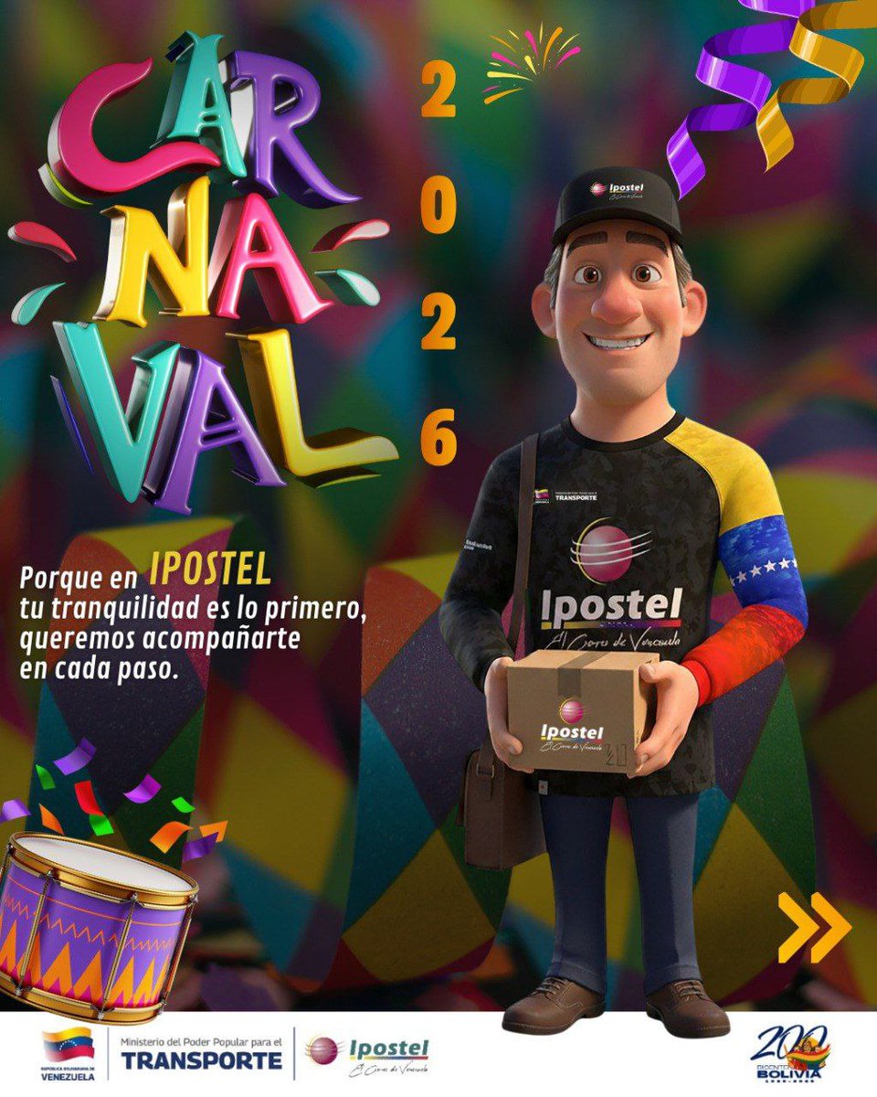 brigadaoriente's tweet photo. 🎉🎊#CarnavalesSeguros2026 || • Desde el Ministerio del Poder Popular para el Transporte e Ipostel, nos unimos a la alegría de las fiestas carnestolendas, pero recordamos que el mejor destino es aquel al que llegamos con bien.

Click aquí para información completa:⏩🎉 https://t.co/ir2dEbc4sm