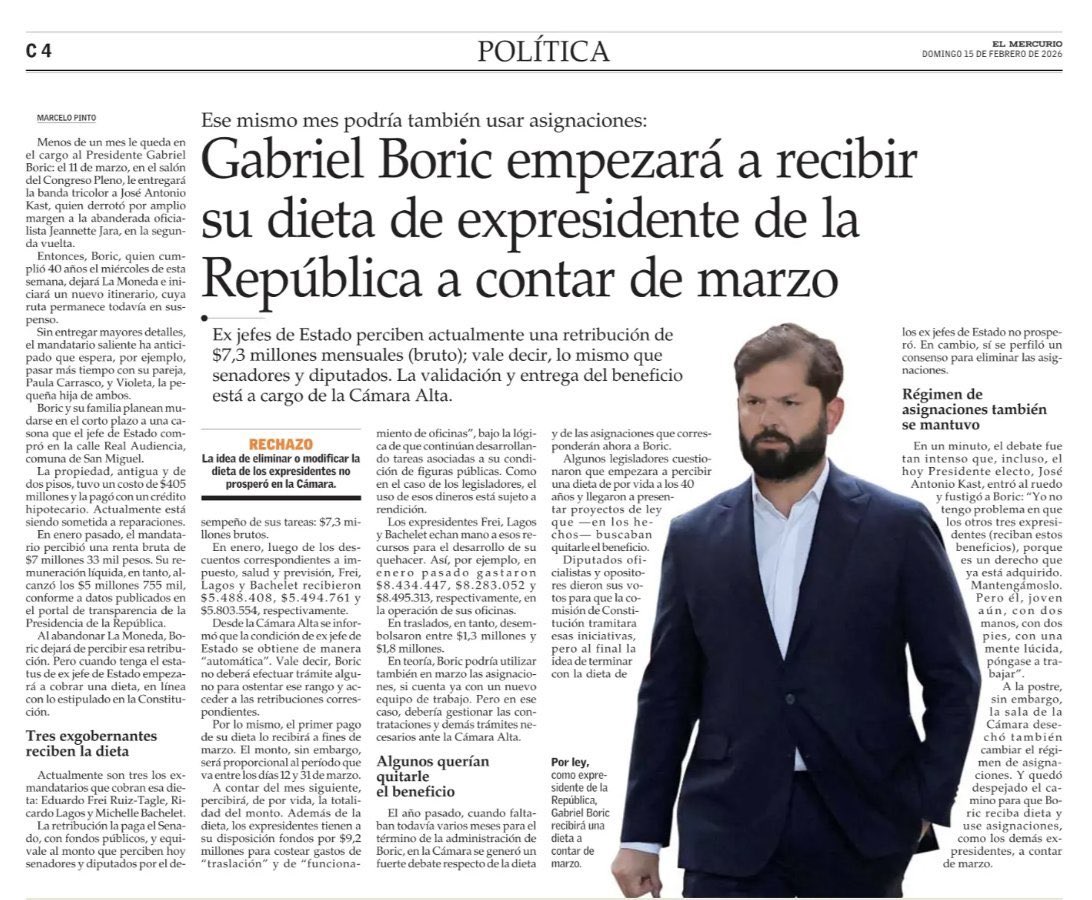 <a href="/GabrielBoric/">Gabriel Boric Font</a> $250.000 a personas que han trabajado toda su vida por el país y tú qué no le has trabajado un día a nadie, te jubilas a los 40 años con una pensión millonaria. Fresco de raja.