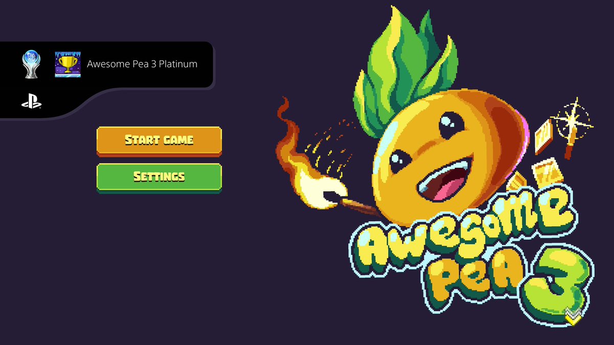 #Platinum 878 &amp; 879 on Awesome Pea 3. A decent platformer with some pretty tricky levels. Played the first 2 games on the Vita, sadly not an option for this one! #PlaystationTrophy