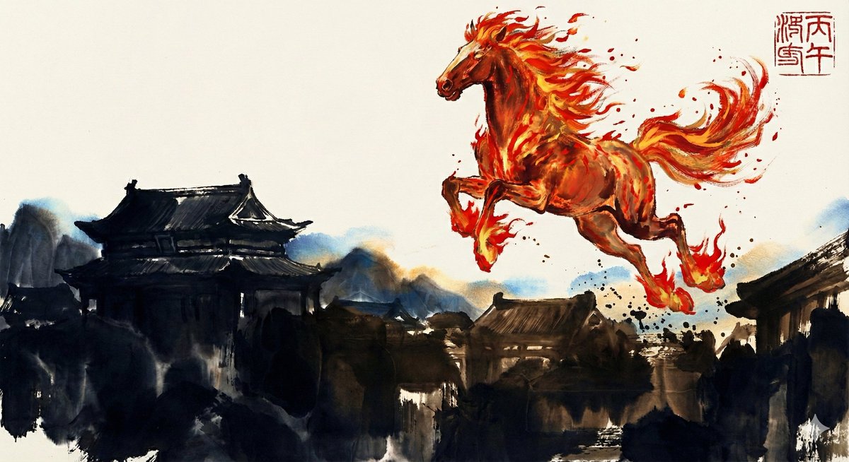 CCCC66615918's tweet photo. “凡是过往，皆为墨色；凡是未来，皆为火红。丙午马年，愿你我都能冲破那层层枷锁，奔向属于自己的那片纯白留白。新岁平安，山海有约。” https://t.co/6eNhauagnD