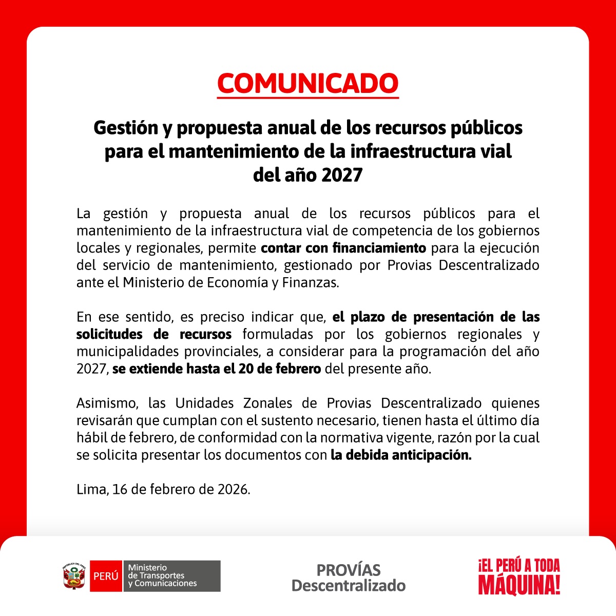🔴 #Comunicado

A los gobiernos regionales y locales, se les comunica lo siguiente: