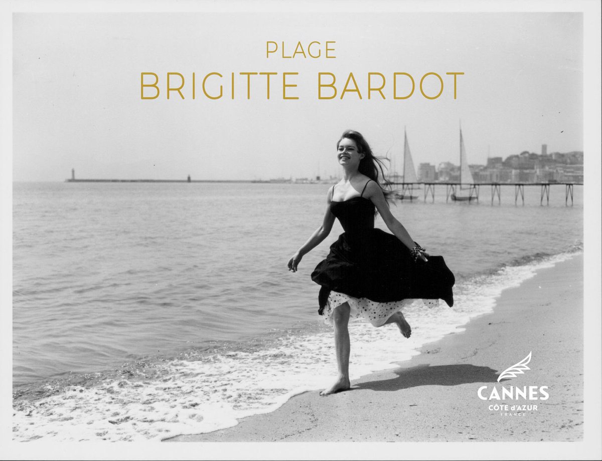 villecannes's tweet photo. La #MairieDeCannes rend hommage à Brigitte Bardot, icône du cinéma français, de la liberté de la femme et de la défense de la cause animale, en nommant la "plage Brigitte Bardot". https://t.co/Lv0Nq6SI05