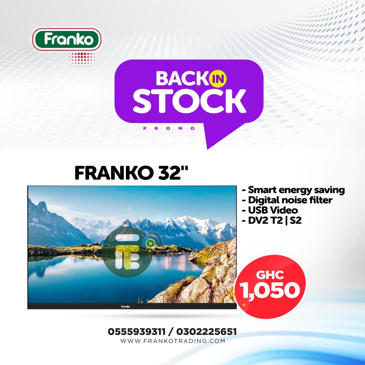frankotrading1's tweet image. Your screen time just got way better  📺🤗
Franko TVs are back in stock — bigger views, clearer pictures, better sound, all at prices you’ll love 😍. Don’t miss out!

📞 Call 0302225651 or 0246422338 to order NOW!!!

#FrankoTV #BackInStock #UpgradeYourHome #ElectronicsSale