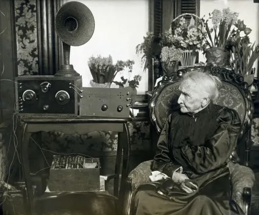 Mrs. Saramheyman of Woodcliff, New Jersey celebrates her 103rd birthday by listening to jazz radio.

Quite unusual for a woman who grew up in the 1830s and was in middle age by the Civil War!