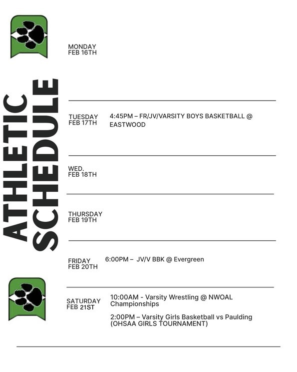 Please see below the list of athletic events for the week of 2/16 -2/21.
*SCHEDULES ARE SUBJECT TO CHANGE
GO PANTHERS! Be sure to follow <a href="/DeltaAthletics/">Delta Athletics</a> on Twitter for the most up-to-date information from the Athletic Department.
#OneROAR