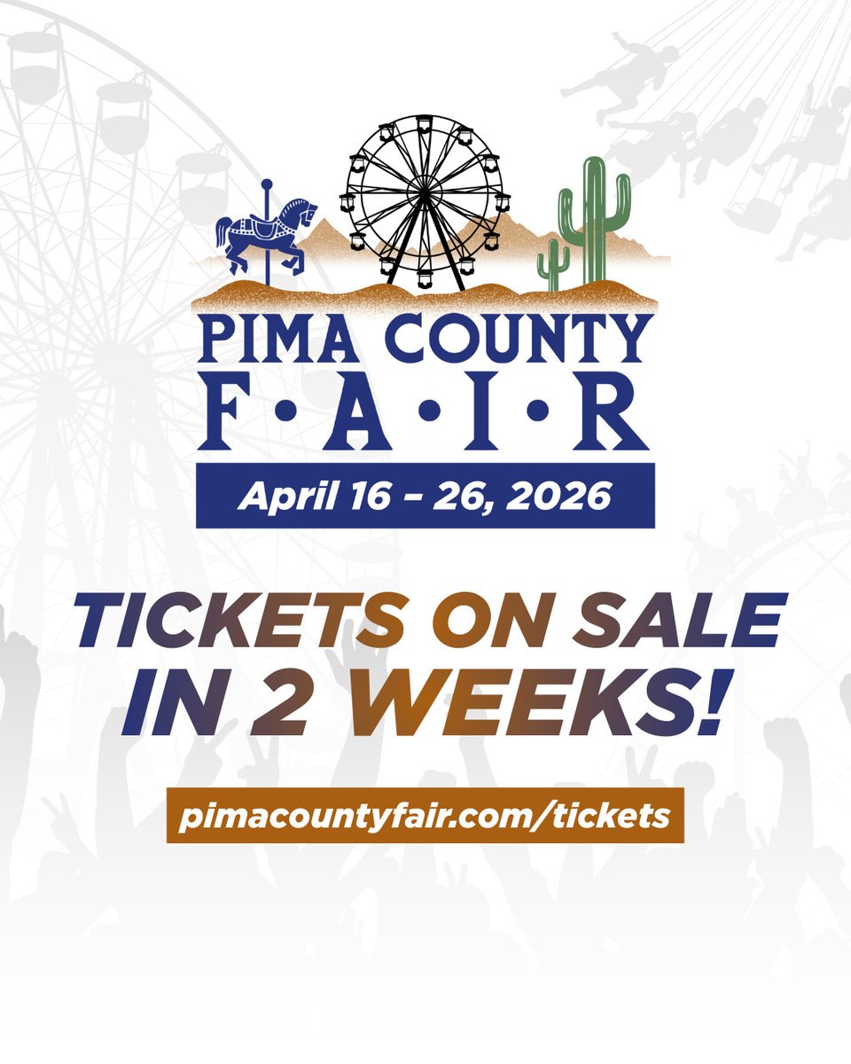 Pimacountyfair's tweet image. Tickets are going on sale in just 2 weeks!

Admission, carnival presale, and upgraded concert tickets! Who is ready? #pimacountyfair